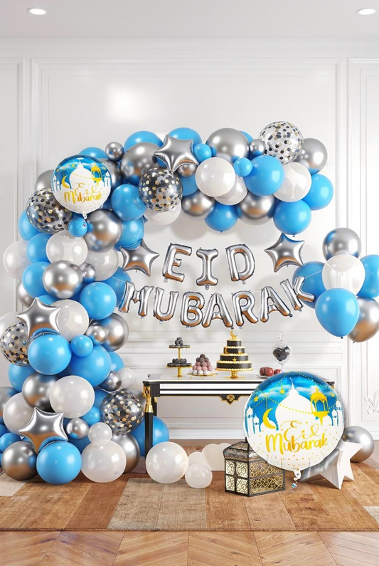 Décoration Aid Moubarak Bleu Clair Blanc - Kit Complet 66 Pièces
