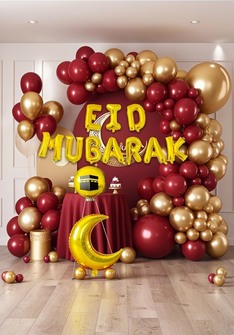 Décoration Aid Moubarak Rouge Or - Kit Complet 66 Pièces