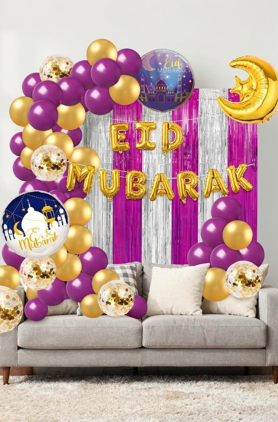 Décoration Aid Moubarak Violet Or Argent - Kit Complet 66 Pièces