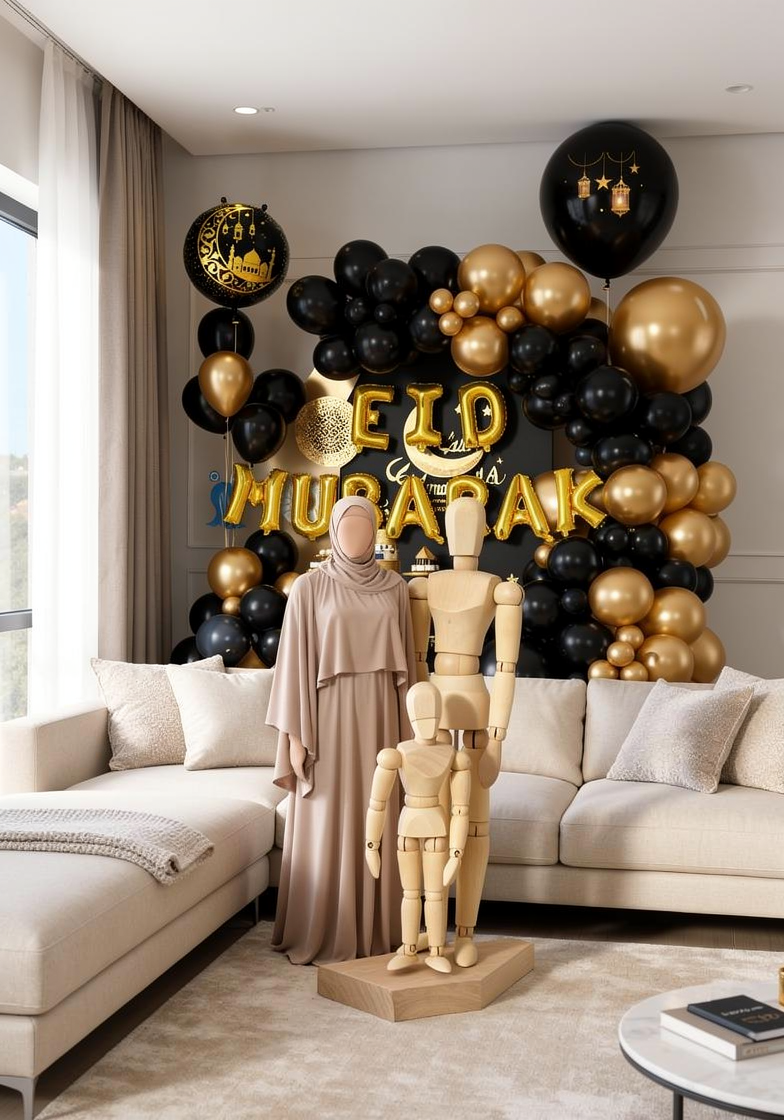 Décoration Aid Moubarak Noir Or - Kit Complet 66 Pièces