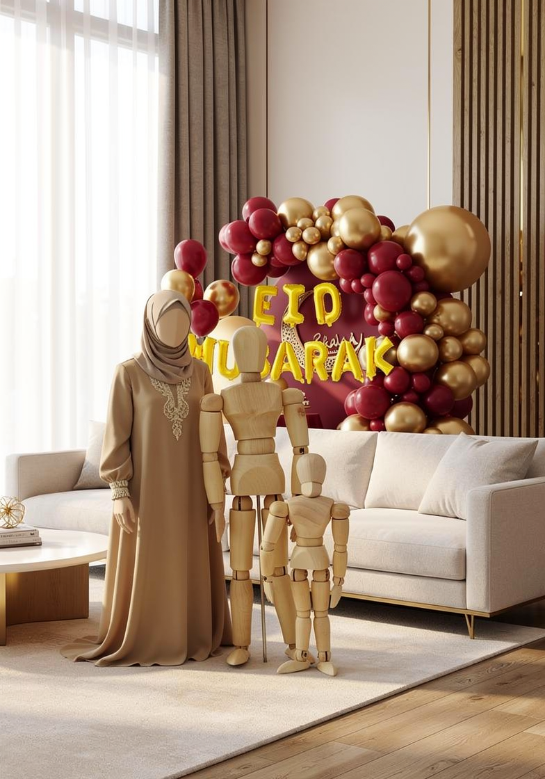 Décoration Aid Moubarak Rouge Or - Kit Complet 66 Pièces