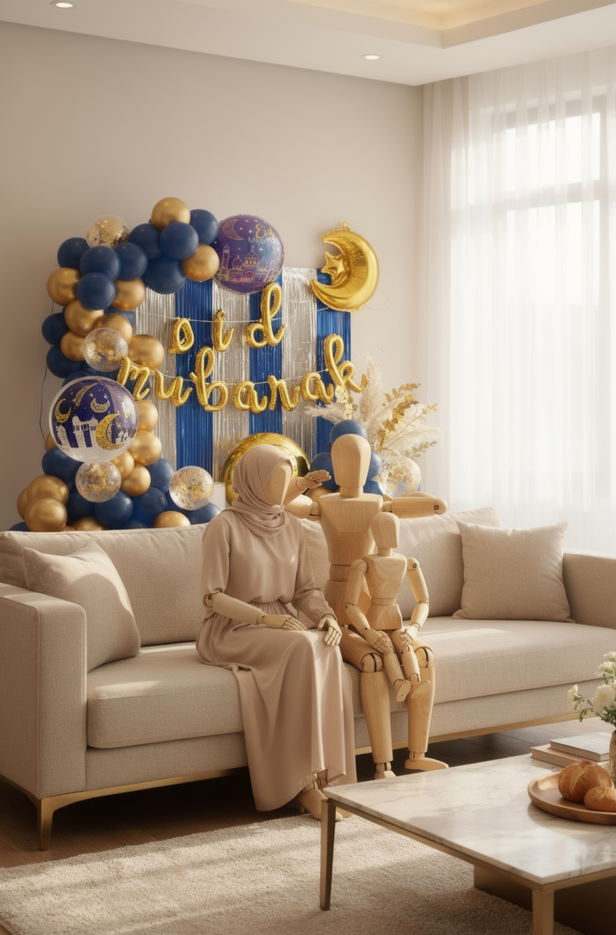 Décoration Aid Moubarak Bleu Or - Kit Complet 66 Pièces